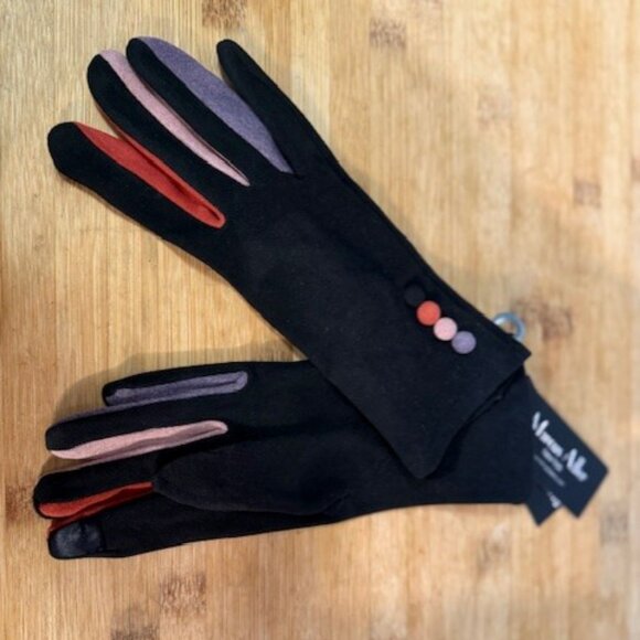 Retro Faux Suede gloves with multi color blocking - NWT - Picture 7 of 16